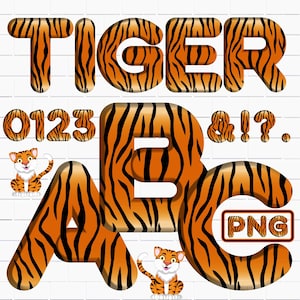 tiger alphabet and numbers,tiger font,tiger letters png clipart,Animal Print Alphabet, PNG For Sublimation or Print