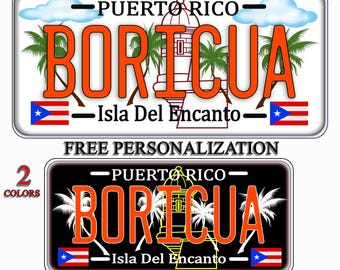 Puerto Rico Digital License Plate | Boricua Isla Del Encanto | Customizable PNG SVG Wall Art