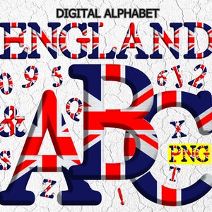 Union Jack Alphabet Clipart: UK Flag Letters, Numbers, Punctuation (PNG)