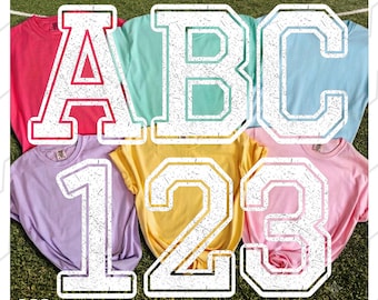 Varsity Alphabet PNG | Distressed College Sports Font Letters Numbers (Digital Download)