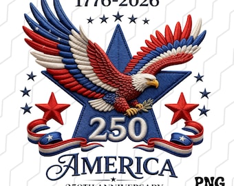 America 250th Anniversary Eagle png | 1776-2026 Embroidery Style DTF Ready PNG