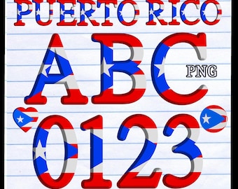 Bandeira de Porto Rico, alfabeto, PNG, clipart: letras e números (download digital)