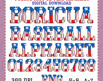 Puerto Rico Alphabet PNG, Boricua Flag Letters,  Sublimation Design, Instant Download