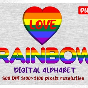 Rainbow Alphabet & Numbers PNG | Pride Flag Clipart A-Z 0-9 | Sublimation  Crafts | Instant Download