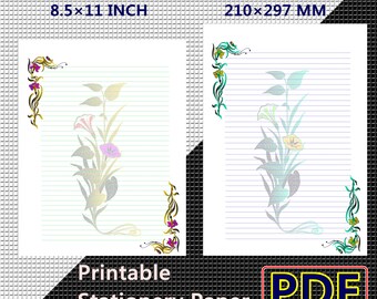 Fancy Paper Example Printable Stationery Papers, Lined and Unlined Fancy Papers PDF, Floral ...