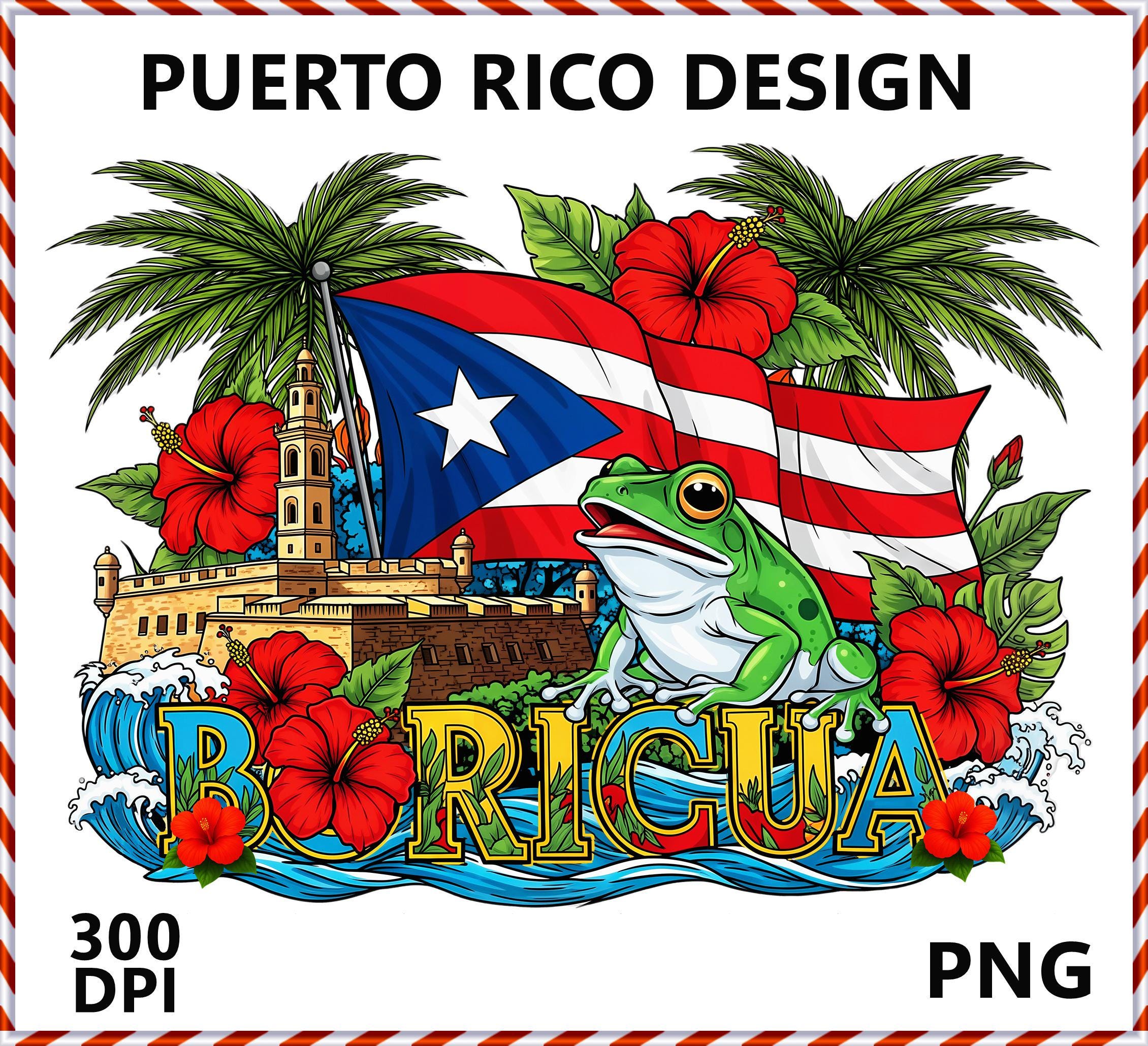 Puerto Rico Tischdecke Mit Gummizug – 183x76x76 Cm, Wasserdicht & ölbeständig, Motiv Frosch & Palmen, Ideal Für