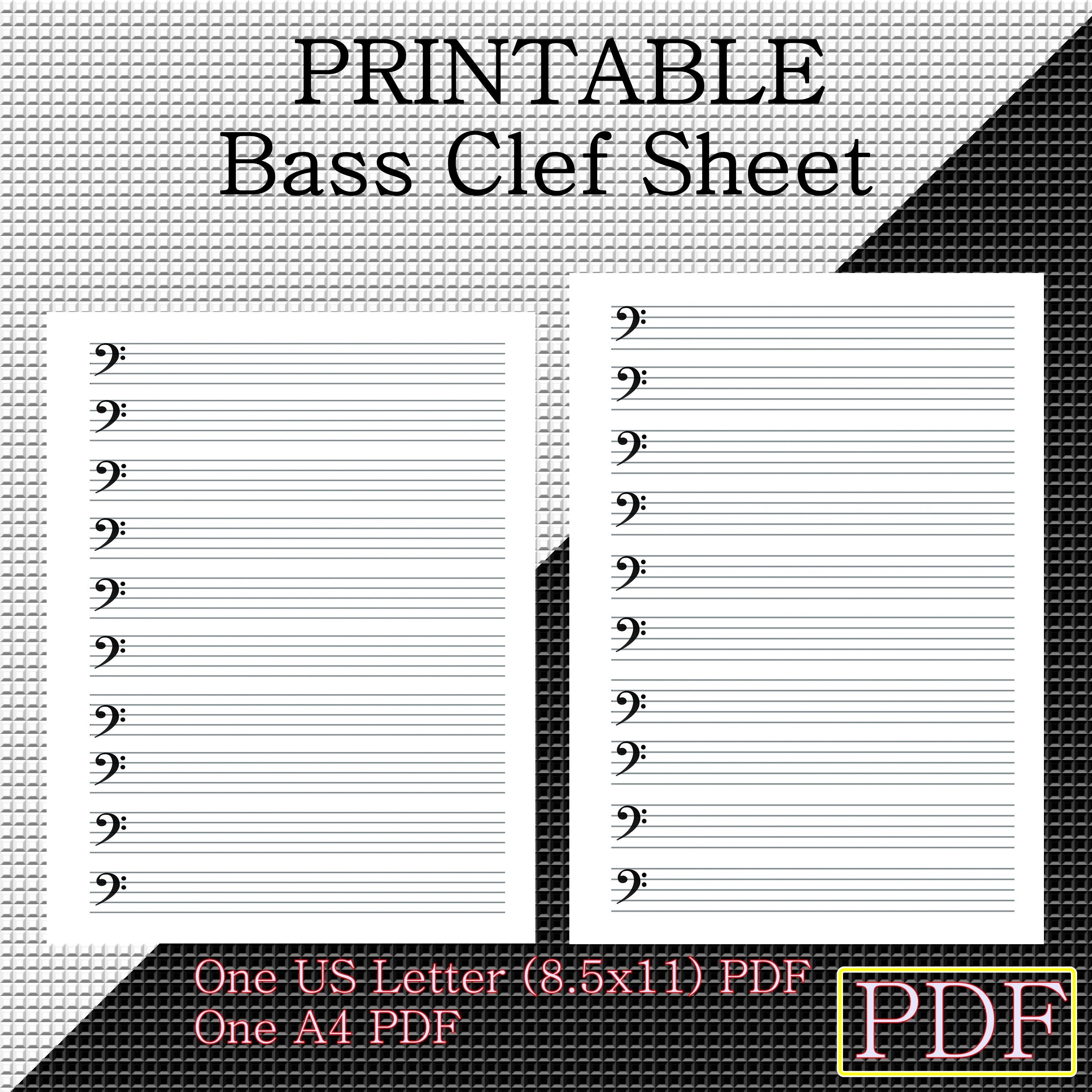 Printable Bass Clef Sheet Music,bass Clef Sheet, Blank Music Bass Clef