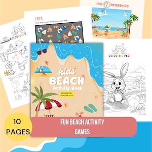 Printable Summer Beach Kids Activity Games , Bundle , Road Trip Games , Instant Download , Activity Pack