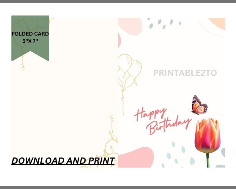 Printable Birthday Card , Butterfly Birthday Card , DIGITAL DOWNLOAD - Etsy