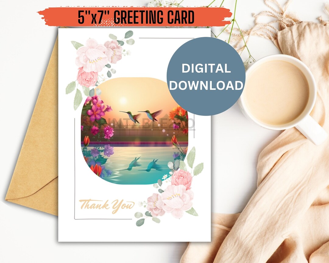 Printable Thank You Greeting Card ,digital Greeting Card , Instant ...