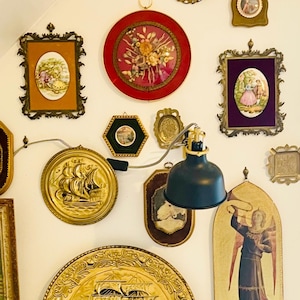 Vintage Italian Art & English Brass Plates: Gallery Wall Decor