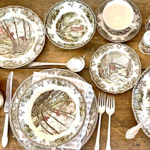Vintage Johnson Brothers Friendly Village Dinnerware Set - 51 Piece Service for 6