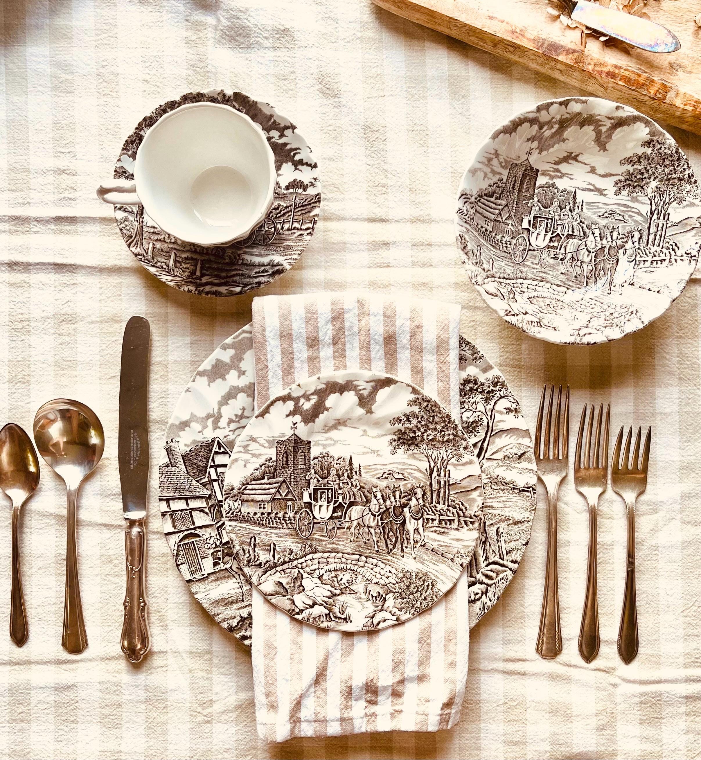 希少 イギリス製 ヴィンテージ Myott ミヨット 食器セット 6枚セット 4 or 6 Guests Vintage Myott Royal Mail Dinnerware Set English