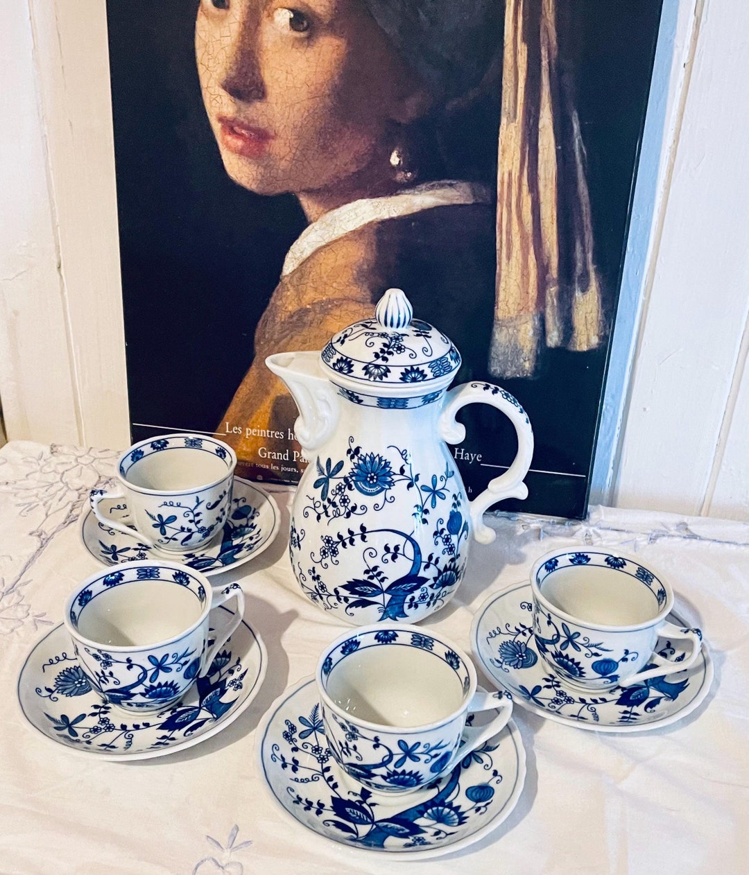 Vintage Vienna Woods Blue Onion Tea Set: Teapot, Cups & Saucers - Etsy