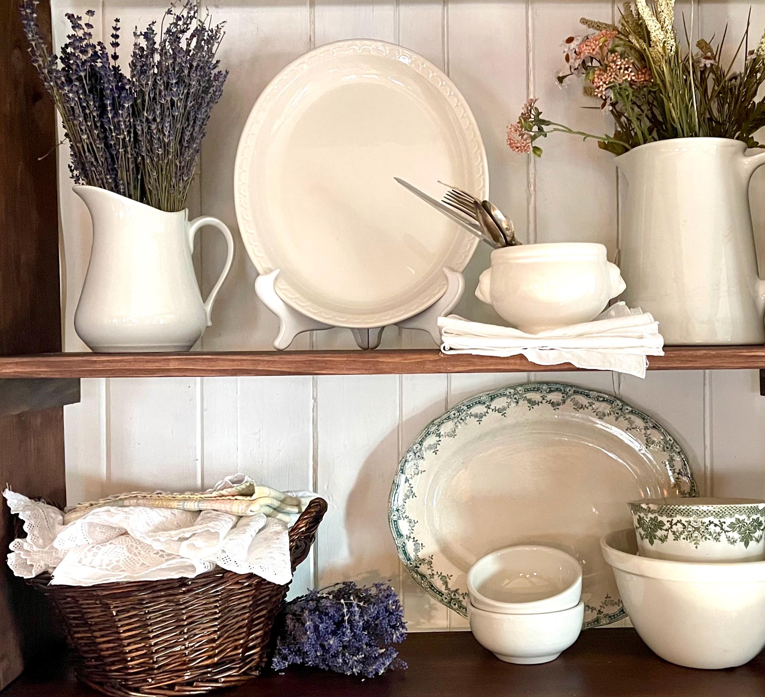 Antique French Farmhouse Kitchen Decor Bundle: Vintage Ironstone