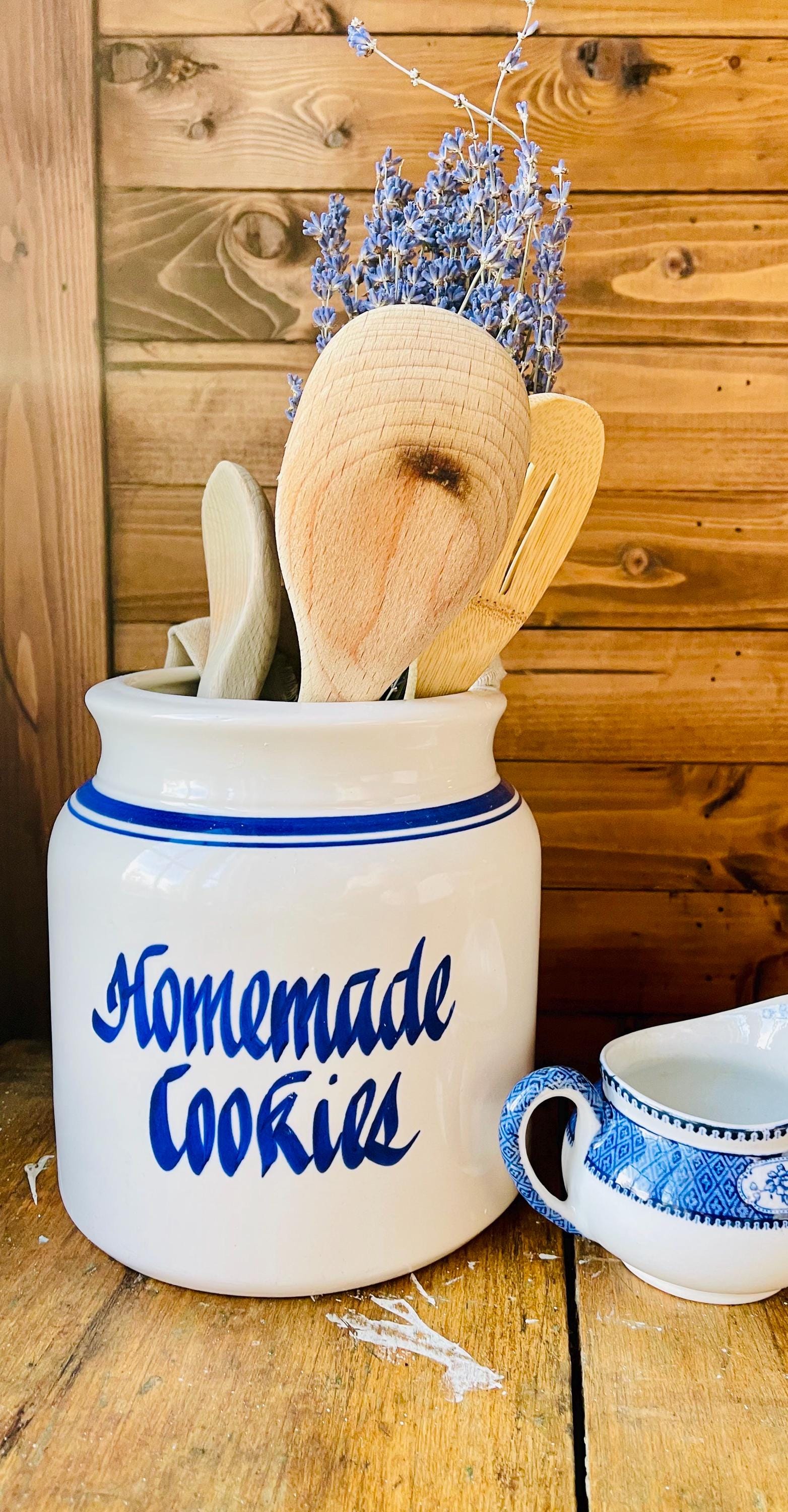 Vintage Stoneware Cookie Jar – Cobalt Blue, Handcrafted USA - Etsy
