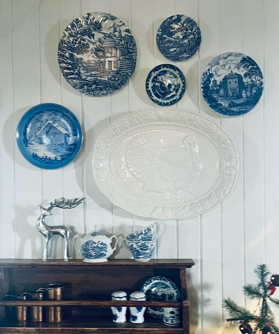 Vintage Blue & White Decorative Plate - Gallery Wall Display - Etsy