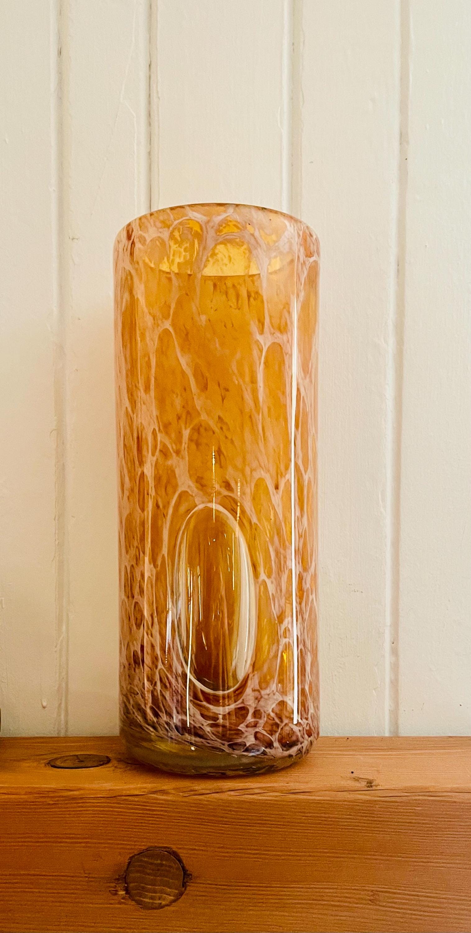 Vintage Amber Bubble Glass Vase: Heavy Italian Art Glass (11.5