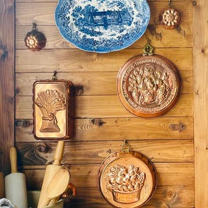 Vintage Rustic Copper Jelly Molds – Cottagecore Edition | Old Rustic Kitchen Charm | Flowers & Fruits | Rooster