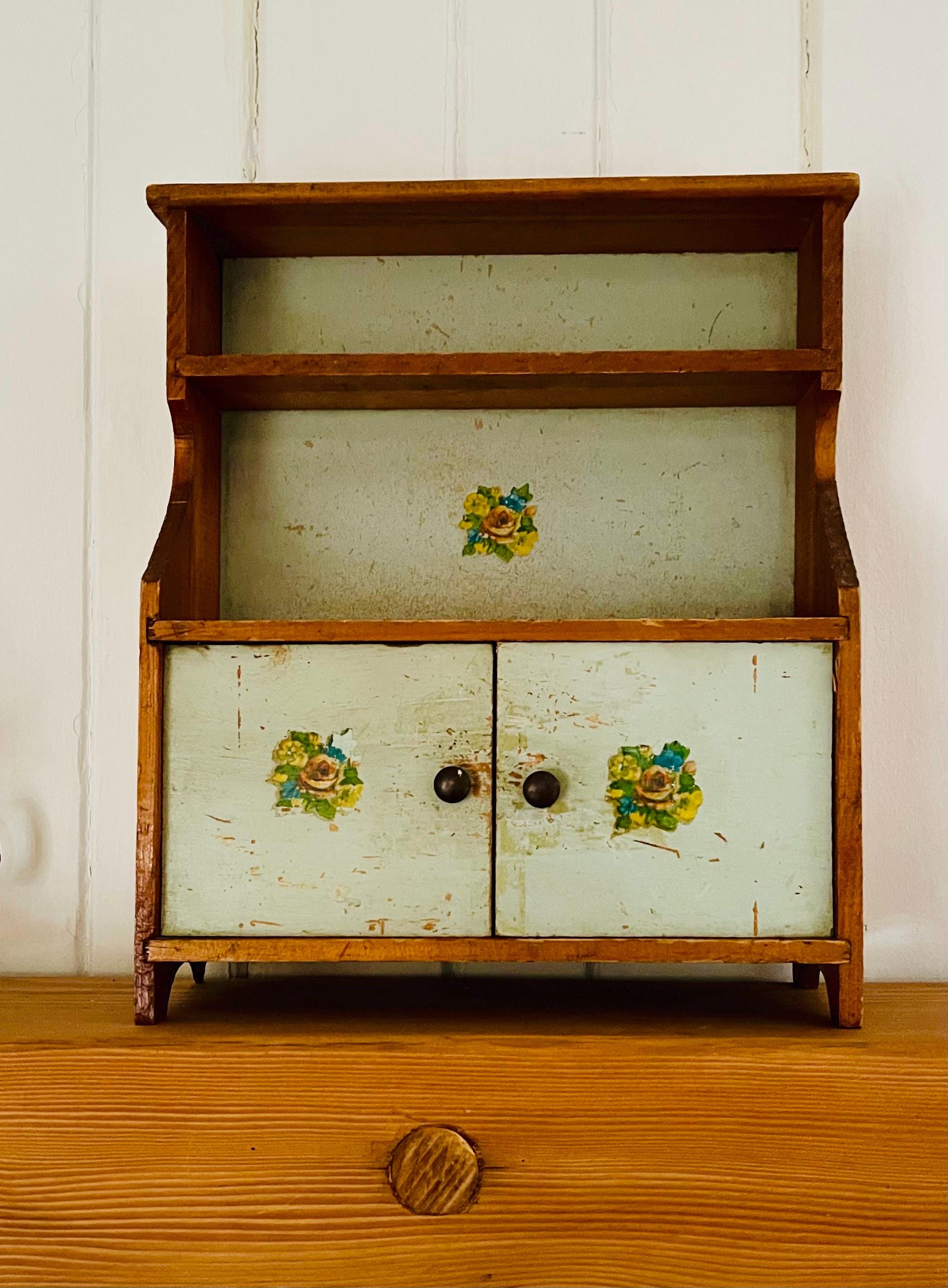 Vintage 40s Doll Kitchen Hutch, Primitive, Farmhouse, Collectible