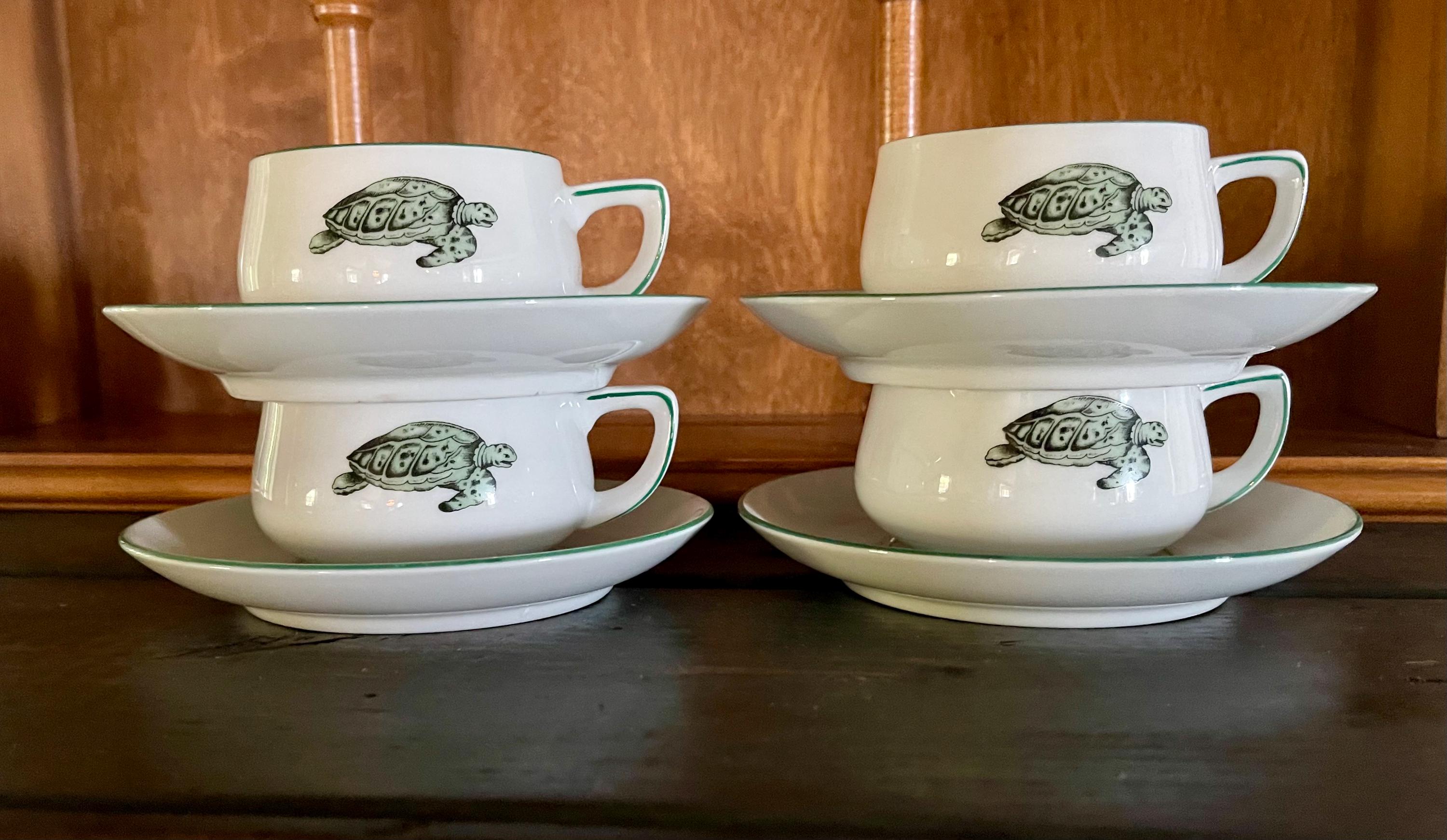 Vintage Turtle Soup Cups & Saucers: Thomas Lacroix, Germany, Set