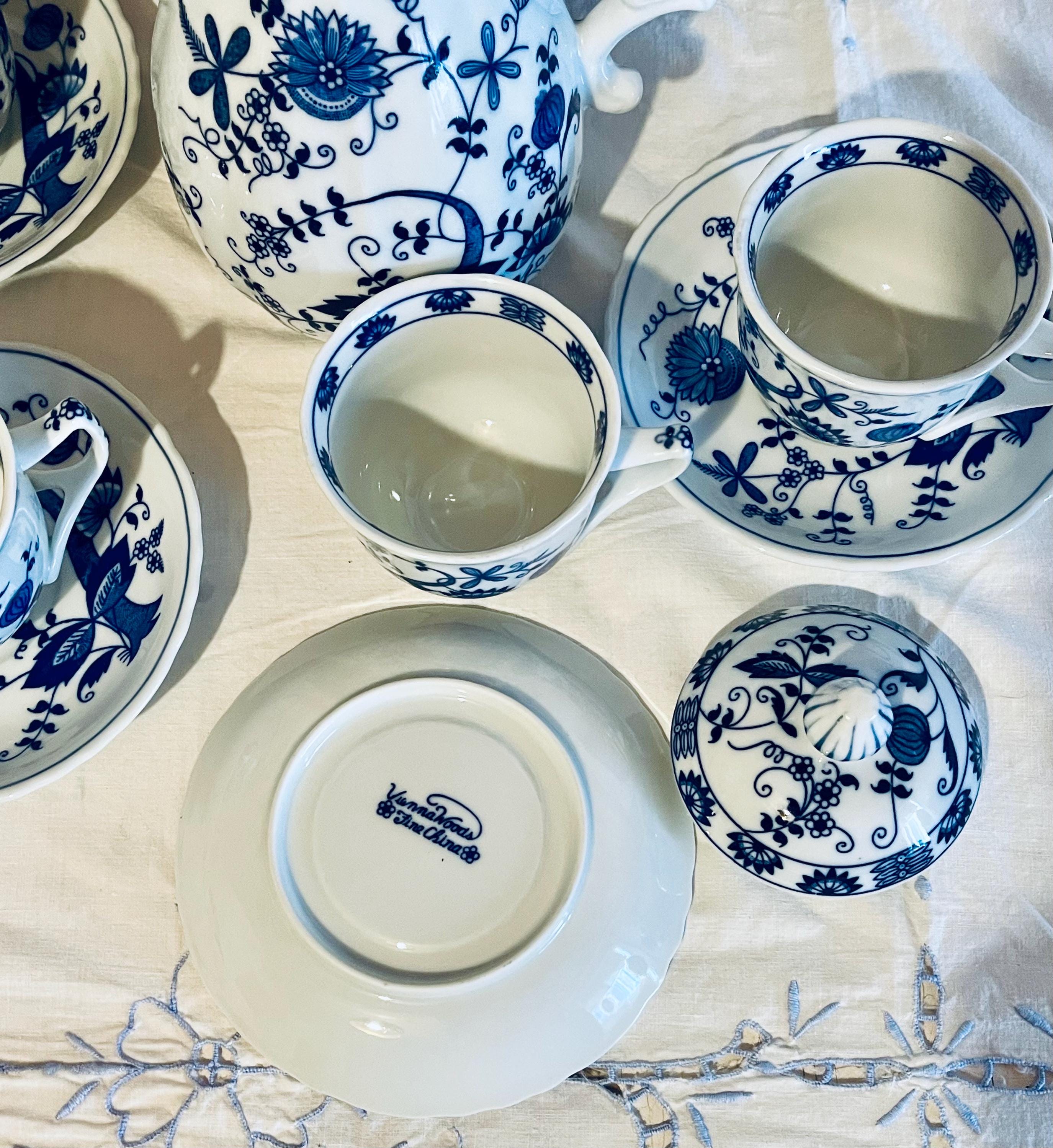 Vintage Vienna Woods Blue Onion Tea Set: Teapot, Cups & Saucers - Etsy