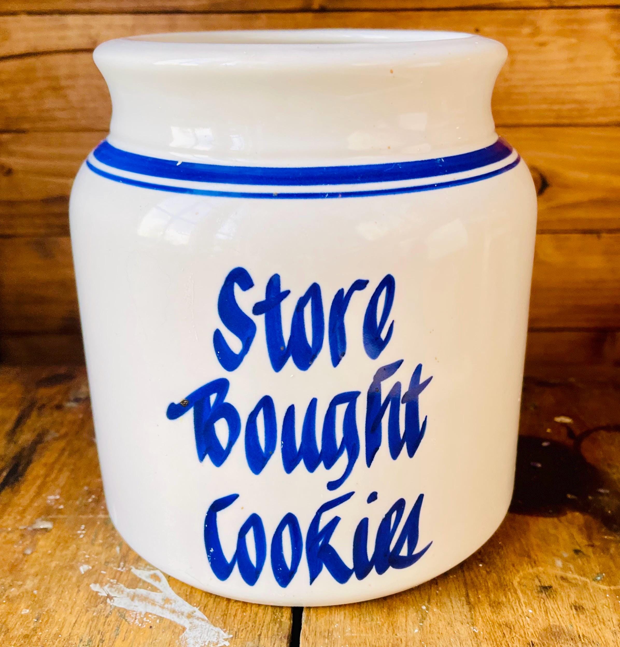 Vintage Stoneware Cookie Jar – Cobalt Blue, Handcrafted USA - Etsy