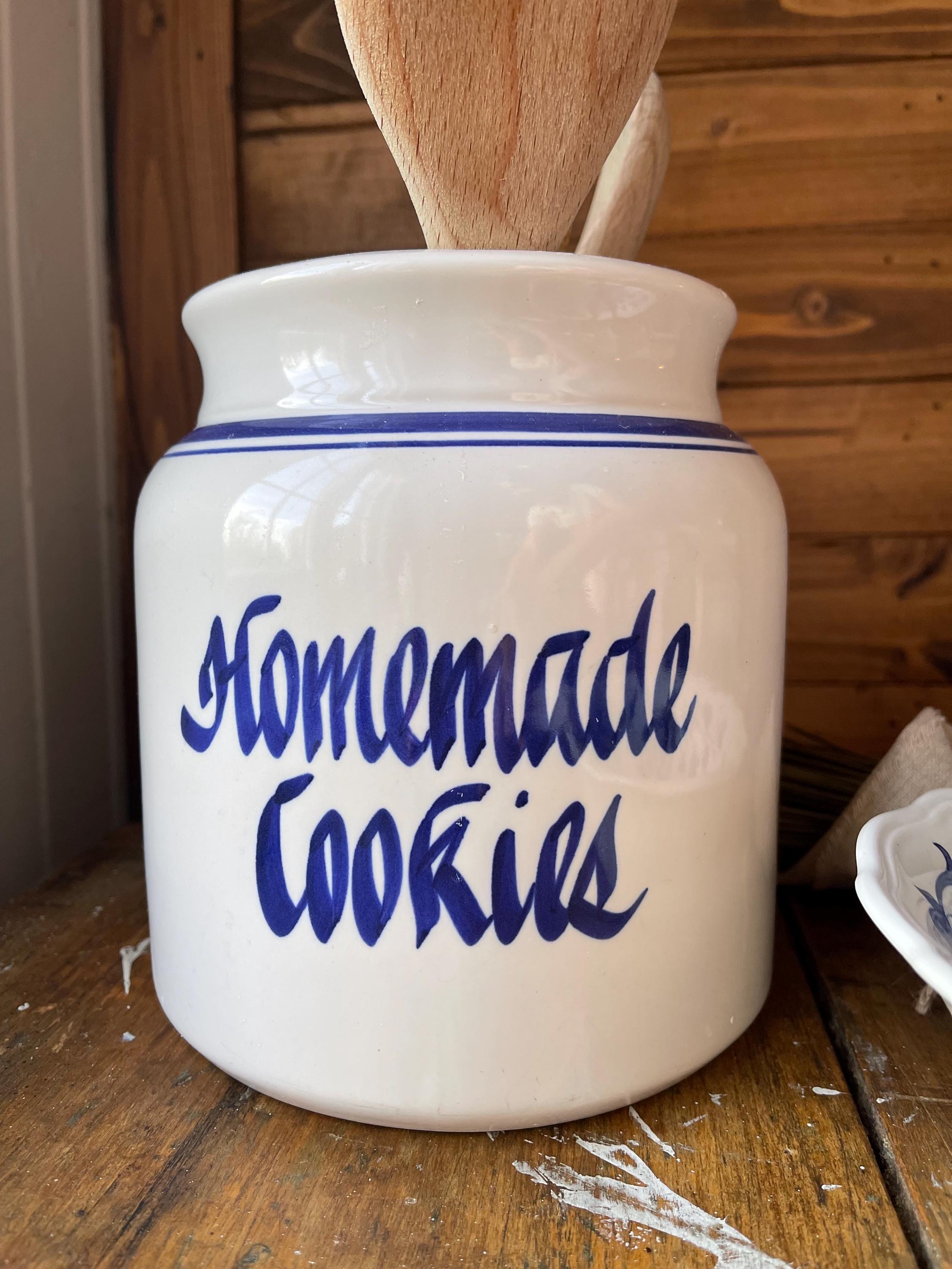 Vintage Stoneware Cookie Jar – Cobalt Blue, Handcrafted USA - Etsy