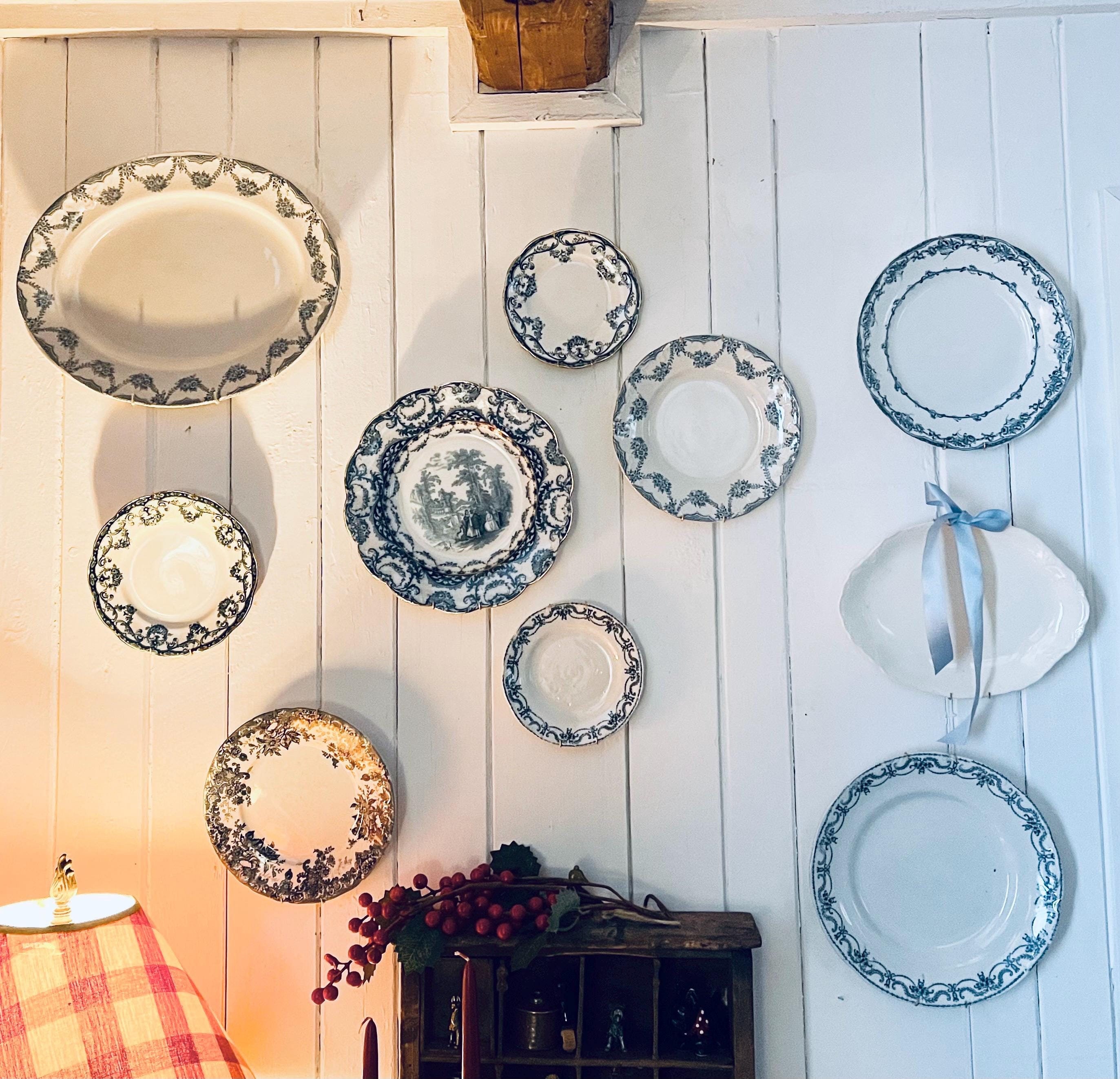 Antique English Blue & White Plate: Gallery Wall Decor, Circa