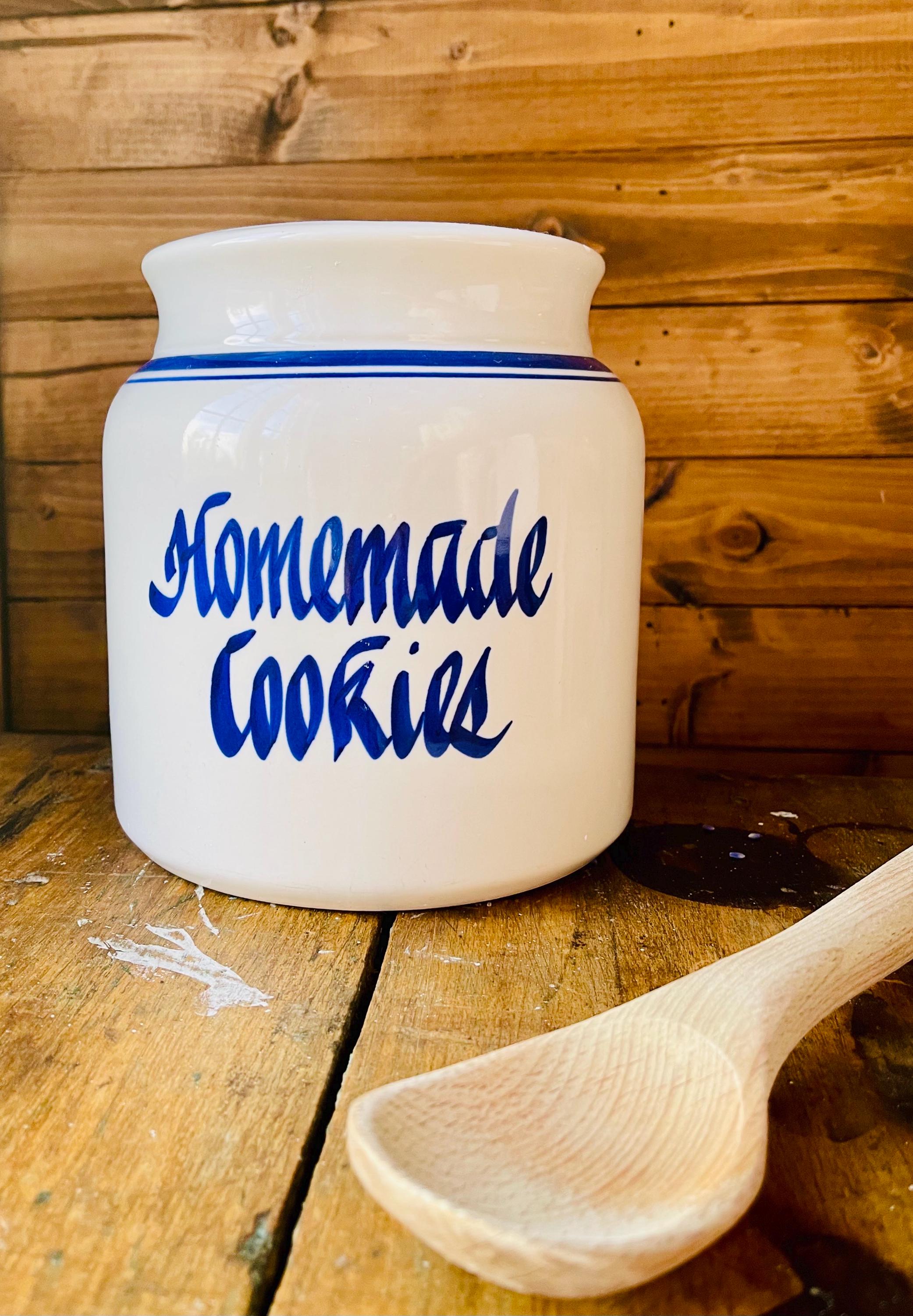 Vintage Stoneware Cookie Jar – Cobalt Blue, Handcrafted USA - Etsy