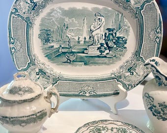 Antique Victorian Transferware Platter – Edge Malkin, Neoclassical Decor