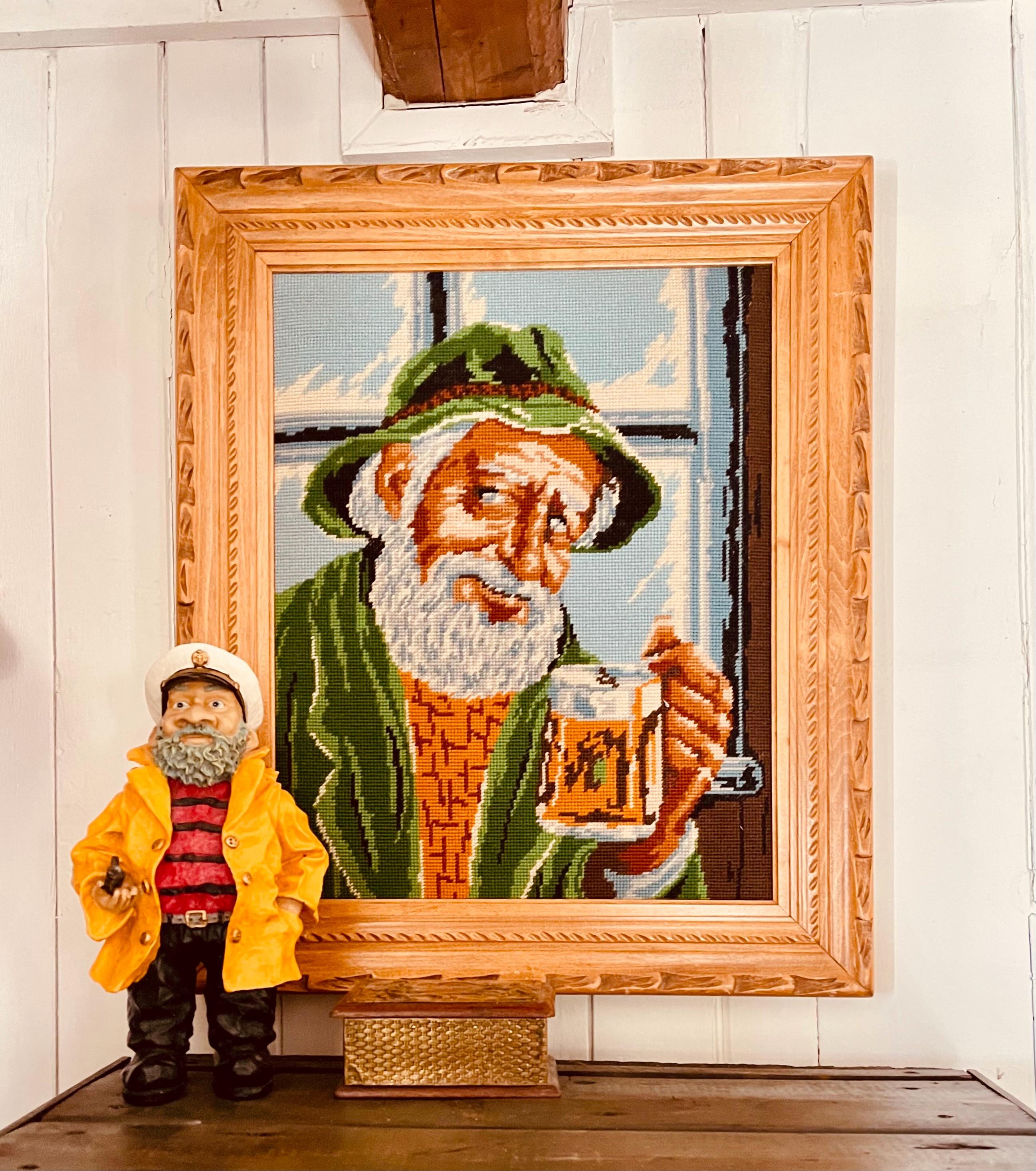 Vintage Bavarian Needlepoint Art – Framed Bearded Man With Beer - Etsy