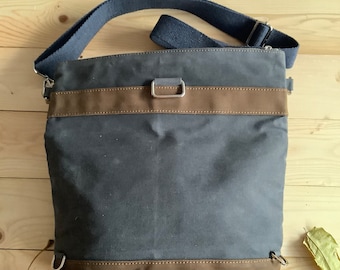 Waxed canvas bag women, canvas backpack woman, shoulder bag waxed canvas, womens bag without adjustable Straps
