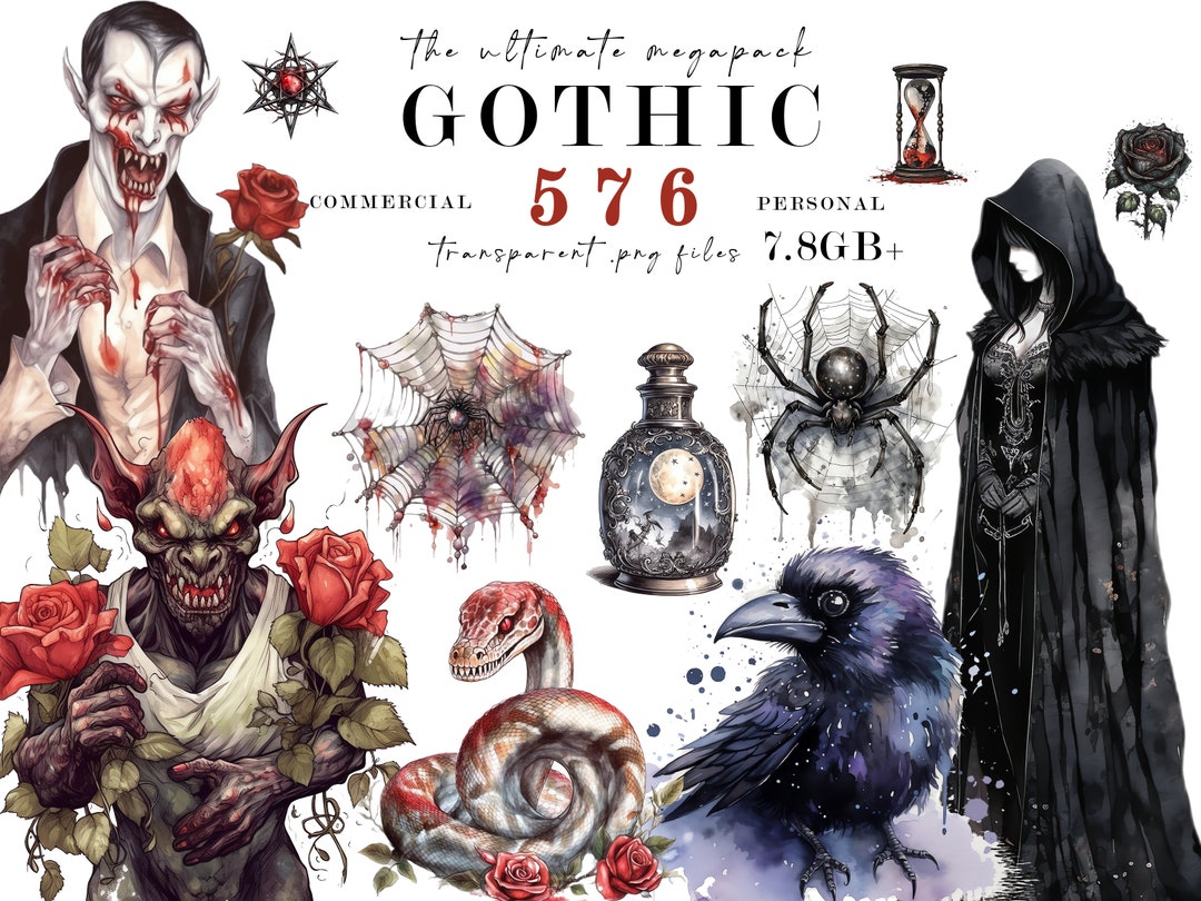GOTHIC Clipart Bundle Horror Clipart Spooky Mystical - Etsy