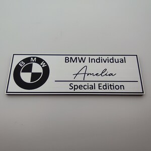 Personalized BMW signature logo , limited or special edition label with your name bmw individual or bmw motorsport international image 3