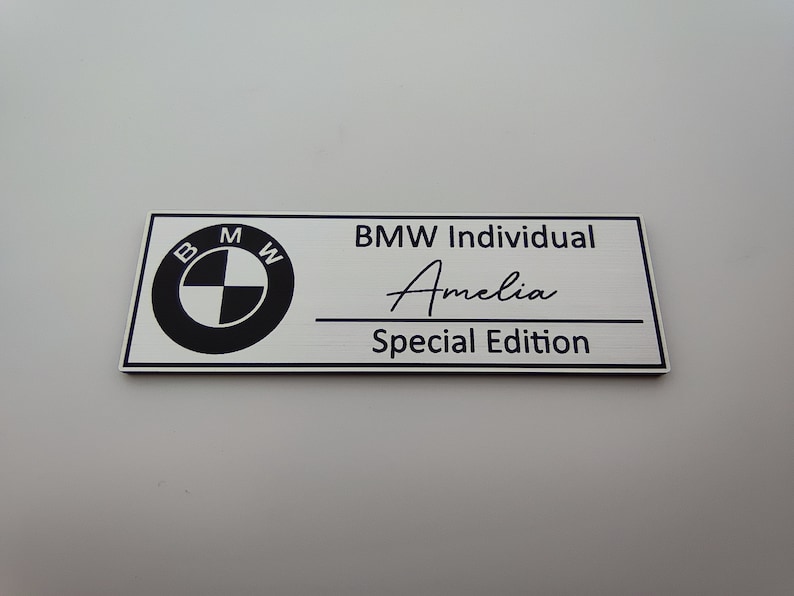 Personalized BMW signature logo , limited or special edition label with your name bmw individual or bmw motorsport international image 3