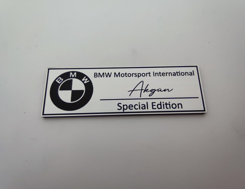 Personalized BMW signature logo , limited or special edition label with your name bmw individual or bmw motorsport international image 6