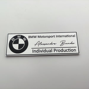 Personalized BMW signature logo , limited or special edition label with your name bmw individual or bmw motorsport international image 4