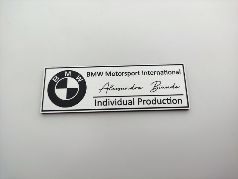 Personalized BMW signature logo , limited or special edition label with your name bmw individual or bmw motorsport international image 4