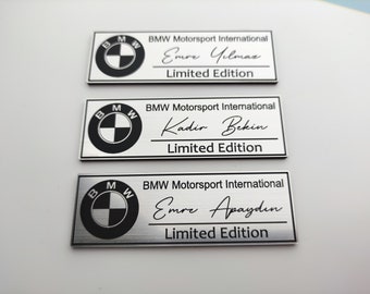 Personalisiertes BMW Signature Logo, Limited oder Special Edition Etikett mit Ihrem Namen bmw individual oder bmw motorsport international