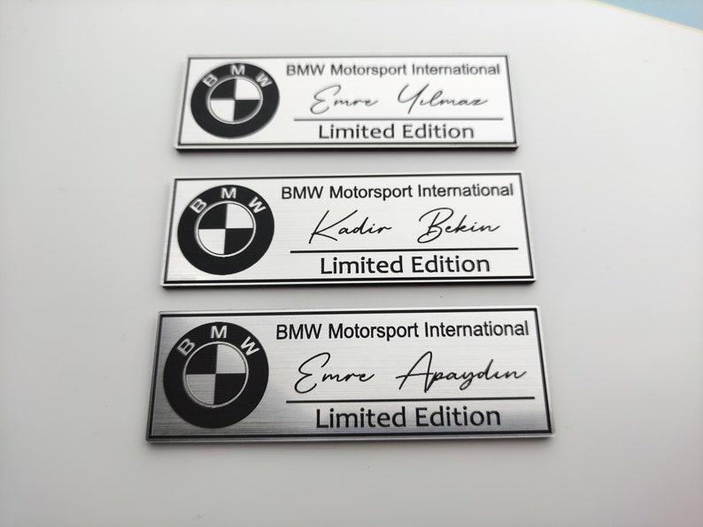 Personalized BMW signature logo , limited or special edition label with your name bmw individual or bmw motorsport international image 1