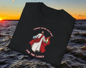 Jesus turning water into wine for the ladies T-Shirt, jesus does magic shirt, funny jesus shirt, wine lover shirt, religious shirt