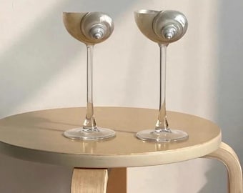 Schelpwijnglas - kustdecor, uniek schelpendrinkgerei, op strand geïnspireerd cadeau, thuisbar oceaanthema, essentials zomerfeest