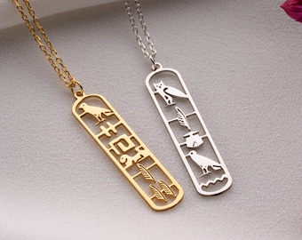 Collar con cartucho egipcio de plata de ley personalizado: colgante con nombre jeroglífico personalizado