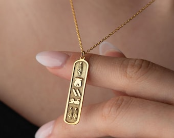 Collar con cartucho jeroglífico personalizado: joyería egipcia de plata de ley 925, collar con nombre personalizado egipcio, regalo egipcio para