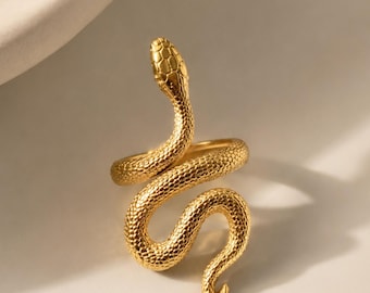 Sterling Silver Snake Ring, Adjustable Serpent Band, Bohemian Spiral Design