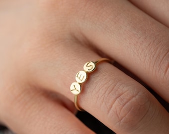 Dainty Sterling Silver Initial Ring, Stackable Ring, Custom Stacking Alphabet Jewelry, Custom Initial Ring, Skinny Letter Ring