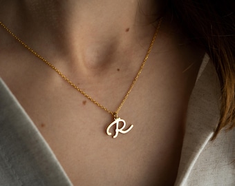 Sterling Silver initial Necklace Gift for Mom Letter Necklace Name Dainty Letter Necklace Personalized Initial Necklace Custom Jewelry