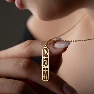 Collar con nombre y cartucho egipcio de plata de ley, colgante con nombre jeroglífico personalizado, joyería jeroglífica del antiguo Egipto, collar mitológico