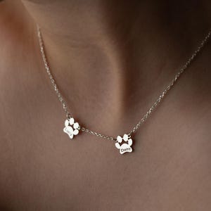 Custom Paw Name Necklace Silver Paw Print Name Necklace Personalized Pet Jewelry Custom Dog Name Gift for Pet Lovers Multiple Dog Name